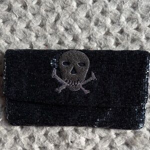 Black Beaded Skull Clutch moyna bag